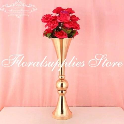 2018 New Style Wedding Flower Vase Trumpet Stand Marriage Decorative Centerpiece Wedding Table Home Decoration Gold/Sliver