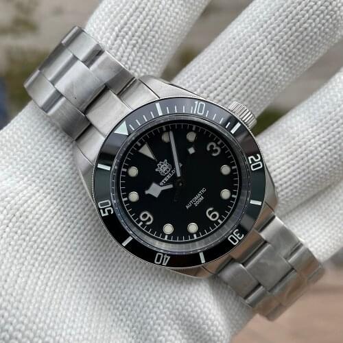 2021 Steeldive NH35 Diver Watches Men Sapphire Ceramic bezel 200M Water Resistant Black Mechanical Wrist Watch