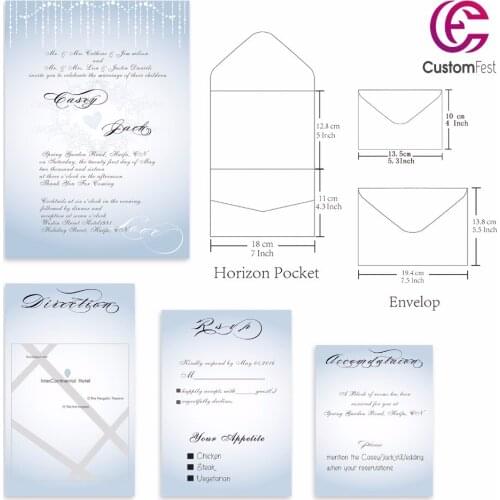 30pcs/lot personalized pocket card set pocket envelop+matching envelop+card+RSVP free shipping PKEE020V103