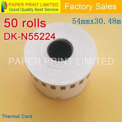 50 Refill Rolls Generic DK-N55224 Label Non-Adhesive 54mm*30.48M Continuous Compatible for Brother Label Printer DK-N5224