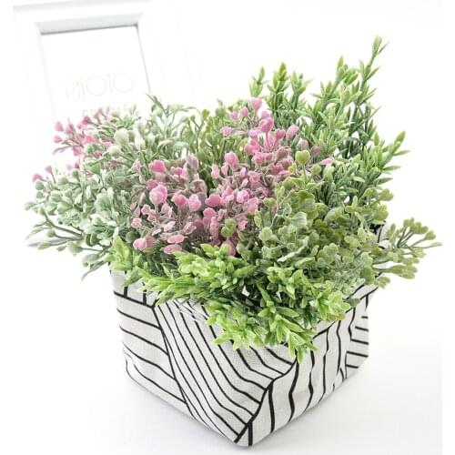 6pcs artificial flower plastic plant bouquet for wedding family Christmas decoration DIY wreath scrapbook craft fake flower