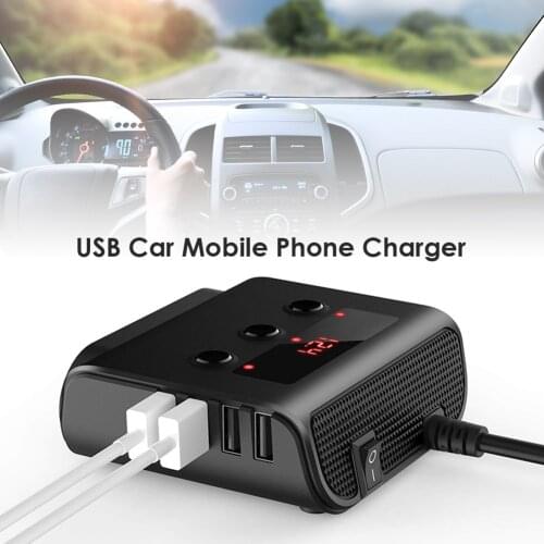 100W 3 Way 12-24V Auto Car Cigarette Lighter Socket 4 USB Port Phone Charger Car Charger Auto USB Cigarette Light