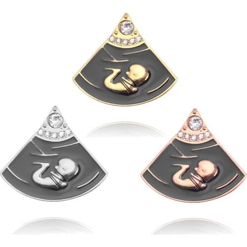 B-mode Pregnancy Baby Brooch Newborn Pin Brooch Gift For Mother Medical Jewelry Fashion Crystals Enamel Pins Dropshipping