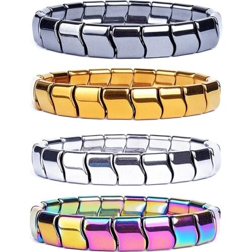 Nature Wave Hematite Bracelets for Men Women Weight Loss No Magnetic Therapy Bracelet Stretch Health Care Bracelet Jewelry Gift
