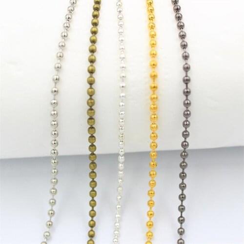 5meter 1.5mm 2mm 2.4mm Ball Beads Chians Metal Bead Ball Chain Gold Silver Bulk Jewelry Chains for Necklaces DIY Jewelry Making