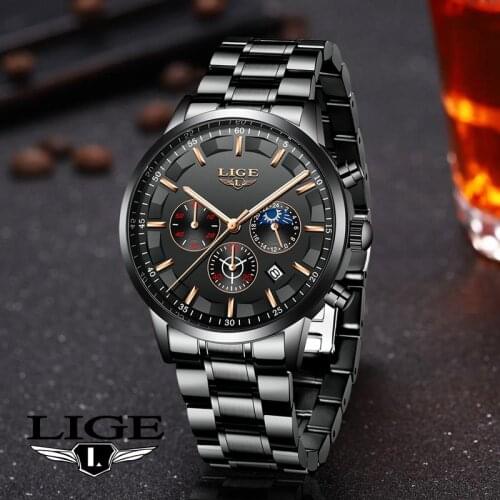 2020 New LIGE Top Original Men Watches Fashion 30m Waterproof Watch for Men Multifunctional Chronograph Sport Watch Luminous+Box