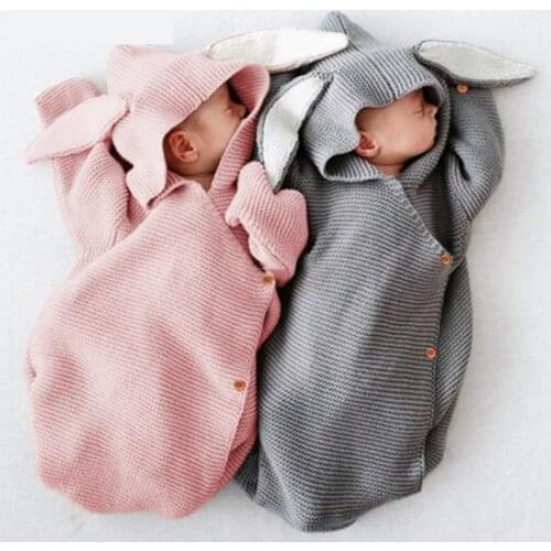 Baby Sleeping Bags for Stroller Winter Warm Toddler Infantile Swaddle Wrap Autumn Rabbit Knitted Envelopes For Discharge Newborn