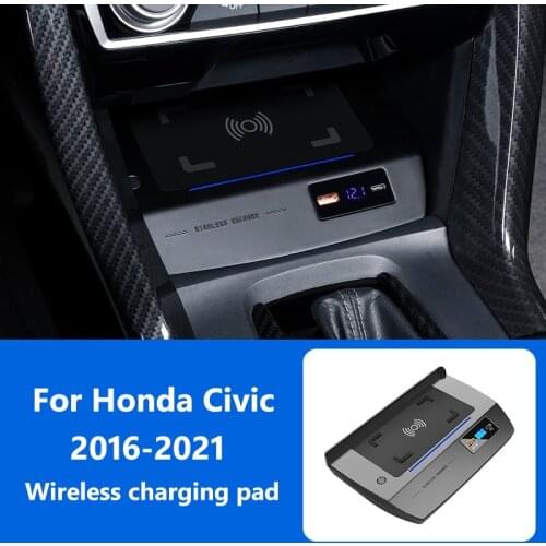 QI car charger For Honda Civic accessories 10th generation 15W fast charging pad interior modification parts 2016-2020