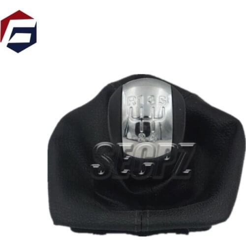 For Skoda Octavia 2 A5 MK2 2004-2010 2010 5 Speed Car Gear Shift Knob With Black Leather Boot Chrome Cap