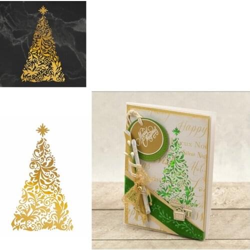 Hot Foil Plate Delicate Hollowed Christmas Tree for DIY Scrapbooking Embossing Crafts Cards Decoration New 2019