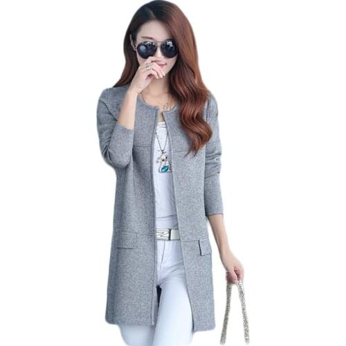 2021 Spring Autumn O neck Women Knitting Cardigan Plus size Fashion Women Long Sweater Coat Female Casual Solid Knit Sweaters