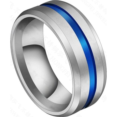 MIQIAO Groove Rings Black Blu Stainless Steel Midi Rings For Men Charm Male Jewelry Fashion Accessories Anel Dropshipping