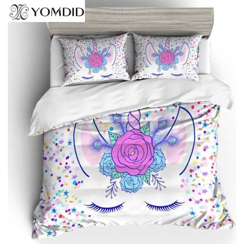 3D Printed Duvet Cover Sets Cartoon Unicorn Pattern Duvet Cover With Pillowcases Multi-size Bedding Set Polyester Bedding Set