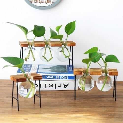 Creativity Hydroponics Terrarium Flower Pot Hanging Glass Pants Vase with Wood Frame Plant Pot Flower Pots and Planters