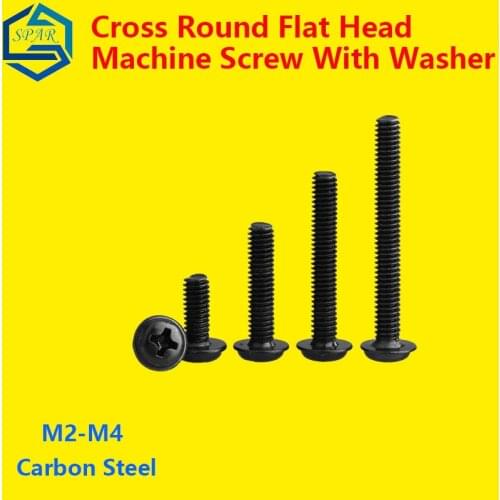 Cross Recessed Round Head Machine Screws Cross Round Flat Head Screw with Backing Screw with Connecting Screw GB T M2-M4