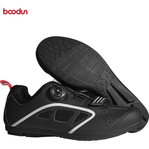 New boodun No-lock bicycle Shoes Men Road & Mountain Bike Shoes Cycling MTB Sneakers with Hook Loop Non-slip Rubber Sole