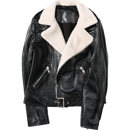 Genuine Leather 2020 new Jacket Ladies Zippers Vintage Classic Female Clothing Sheepskin Jackets