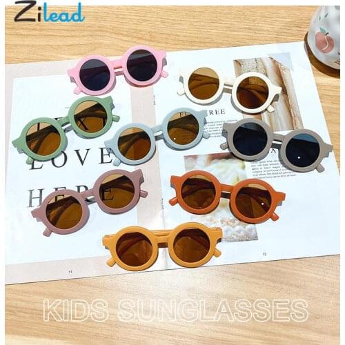 Zilead Lovely Round Kid Sunglasses Cute Candy Color Boy Girl Anti-UV Eyewear Fashion Comfy Children Shades Ourdoor Glasses Gafas