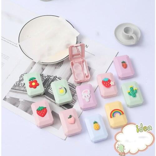 Mini Contact Lens Cases Girl Cute Fruit Pattern New Easy Carry With Mirror Kit Travel Convenient Container For Travel Kit