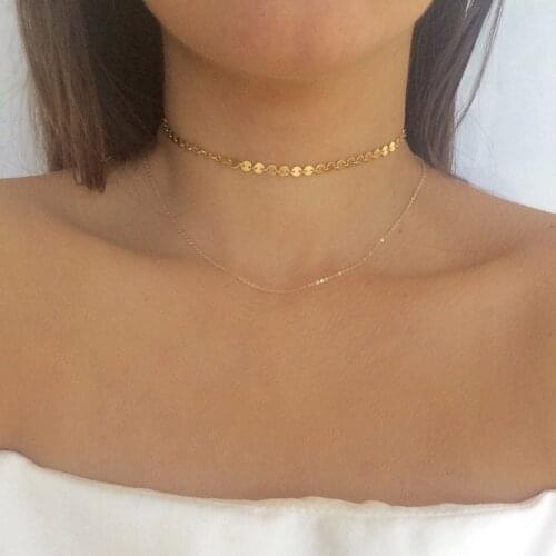 European and American fashion accessories new metallic round piece of gold round piece bright piece of exquisite tassel necklace