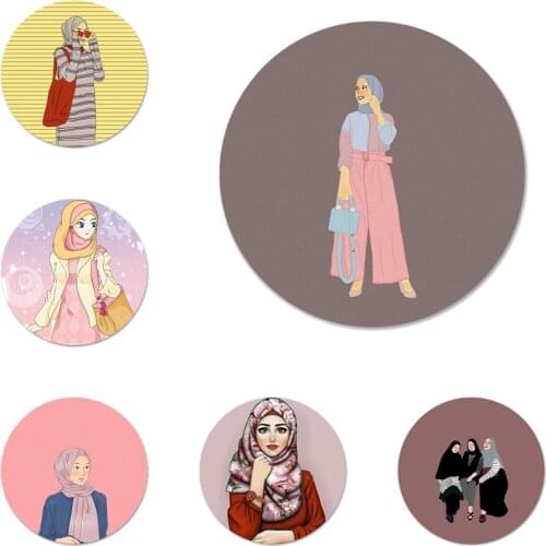 Fashion hijab girl Icons Pins Badge Decoration Brooches Metal Badges For Backpack Decoration