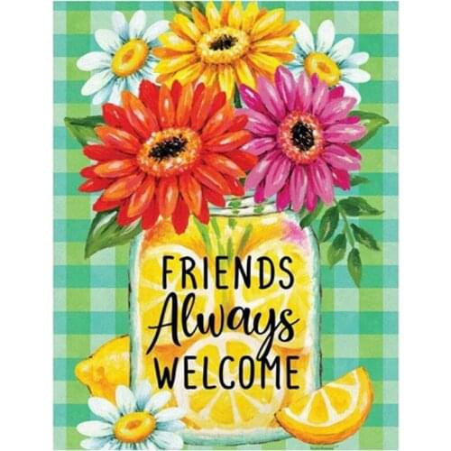 Diamond Painting Full Circle Diamond Kit Rhinestone Picture Art Craft Home Door Decoration (Bouquet)