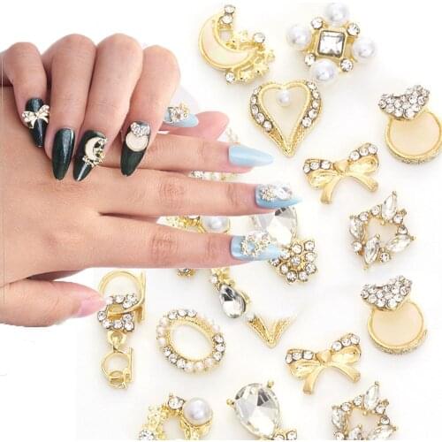 New Fashion 10pcs Japanese Alloy 3D Nail Art Acrylic Rose Flower Decoration Crystal Rhinestones For Nail Charms Jewelry Supplies