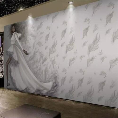 Beibehang Custom wallpaper 3d papel de parede photo mural retro hand-painted beauty clothing store tooling background wall paper