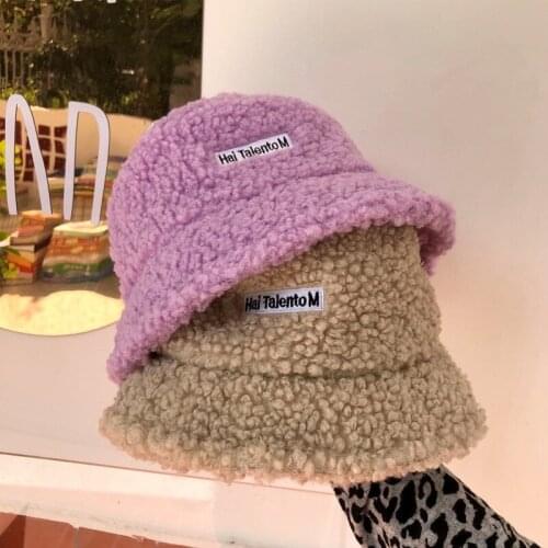 Autumn And Winter New Lalambswool Fisherman Hat Fashion All-match Student Warm Bucket Hat Korean Harajuku Style Solid Color Cap