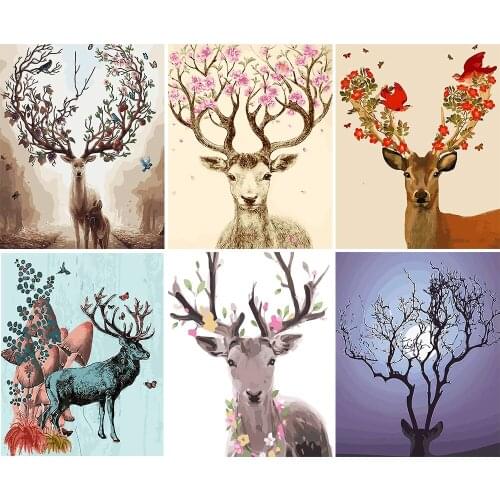 Frame Painting By Numbers Animals of Deer On Canvas Pictures By Numbers Home Decoration DIY minimalism Style