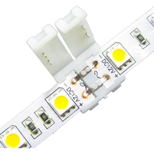 100pcs/lot 10mm 2pin 5050 LED strip connector, mark polarity no welding strip connector clip, free shipping