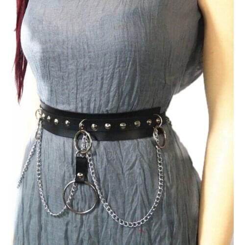 Elastic Dress Belt For Women Rivet Metal Gold Chain Waistband Ladies Leather Female Luxury Waist Punk Belt 3 Styles