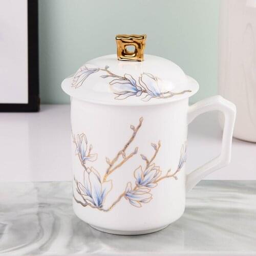 Retro Creative Bone China Mugs Household Water Cups with Lids Office Cups Cute Coffee Cups Tea Cups Ceramic Cups