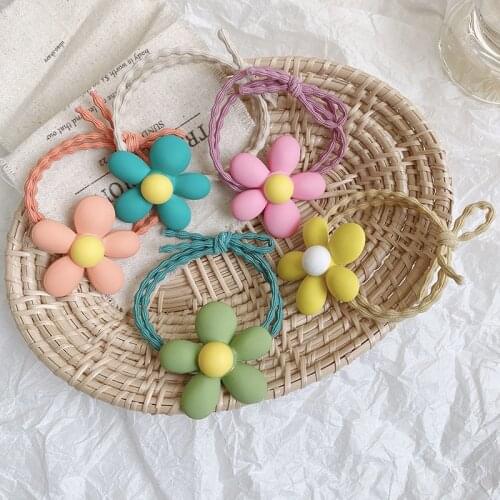 2 Pcs/Set Children Cute Colors Acrylic Flower Scrunchies Rubber Bands Girls Lovely Elastic Hair Bands Kids Hair Accessories