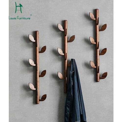 Louis Fashion Coat Racks Modern Nordic Black Walnut Solid Wood Hat Hanging Wall Bedroom Living Room Hanger