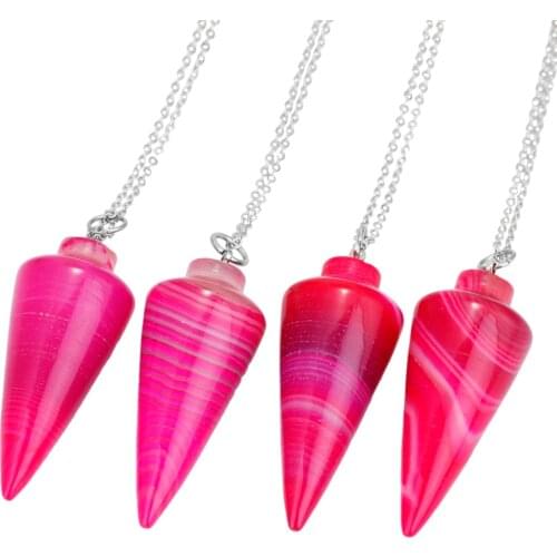 SUNYIK Stripes Onyx Gem stone Divination Healing Dowsing Reiki Chakra Pendulum With Chain For Women Mens Gift