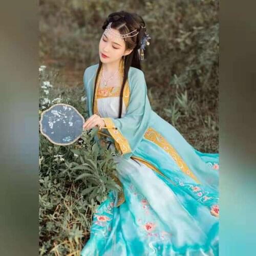 Ancient Traditional Chinese Hanfu Elegant Folk Princess Fairy Dance Costume Retro Song of Style Dress Suit Cosplay Stage Wear