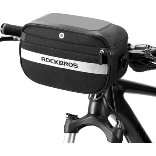 ROCKBROS Bike Handlebar Bag Front Bike Basket Bag Storage Bag Reflective Phone Holder Pouch for Road Mountain Bike