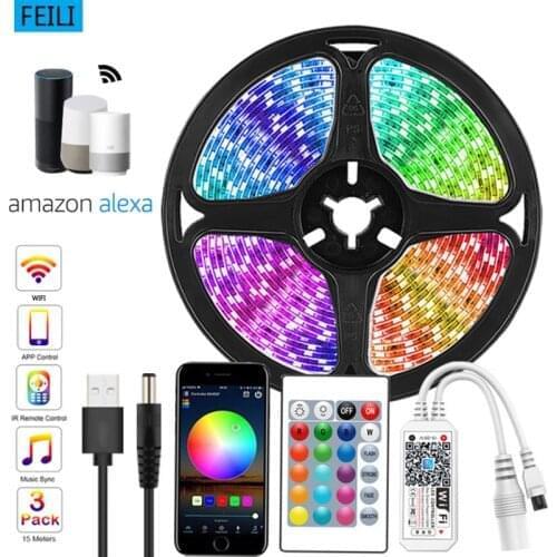 Wifi 2853 RGB Led Strip Light USB Led Luces Tape Diode Ribbon Bluetooth-compatible Adapter For Room Desktop TV Backlight Kitch