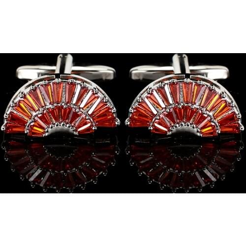 Crystal Zircon Fan Sector Cufflinks Fashion Men Womens Luxury Banquet Wedding Anniversary Jewelry Gifts French Shirt Cuff Links