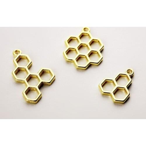 10pcs/pack Bee honeycomb Charm Bezel Metal Pendant Frame Blank Pendants Bezel Setting UV Resin Frame Jewelry DIY