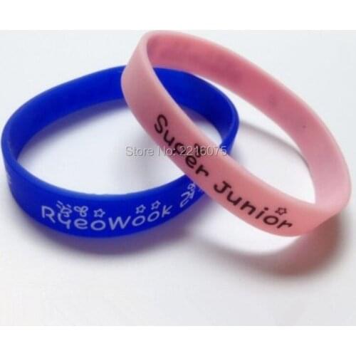 300pcs K-POP Super Junior SJ RyeoWook wristband silicone bracelets free shipping by DHL express