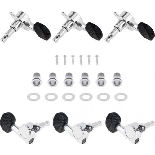 6pcs/lot Metal Guitar Tuning Pegs 3R+3L All Closed Wood Grain Semicircle Heads Tuners for 40 / 41 Inch Acoustic Folk Guitar