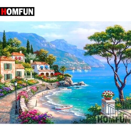 HOMFUN 5D DIY Diamond Painting Full Square/Round Drill "House flower" 3D Embroidery Cross Stitch gift Home Decor A02367