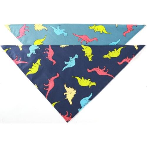 Dinosaur Printed Cotton Dog Bandana Triangular Bandage Pet Scarf for Cats Puppies Medium Large Dogs Pet Grooming Accessories