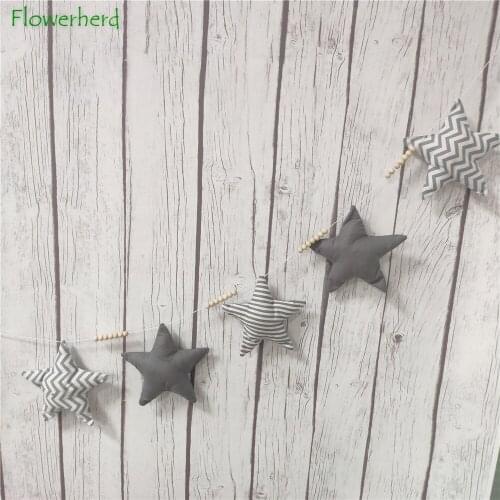 Nordic Style Cotton Fabric Star Beaded Banner Birthday Party Childrens Room Bed Curtain Decoration Hanging String Baby Shower