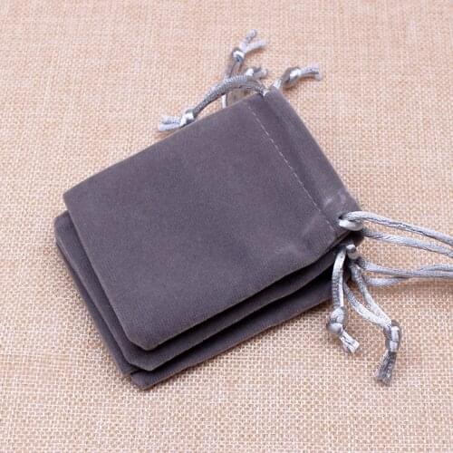 5x7cm 100Pcs Mini Drawstring Velvet Bags Cheap Gray Jewelry Rings Necklaces Packaging Bags Customize LOGO cost extra Wholesale