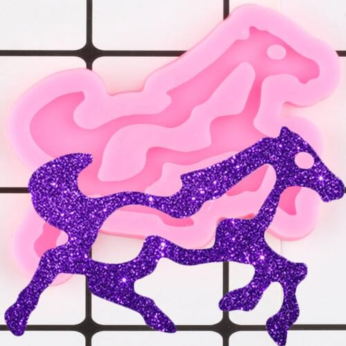 Shiny Horse Silicone Mold Decoration Keychain Epoxy Resin Jewelry Making Molds Polymer Clay Pendant DIY Handmade Charms Mould