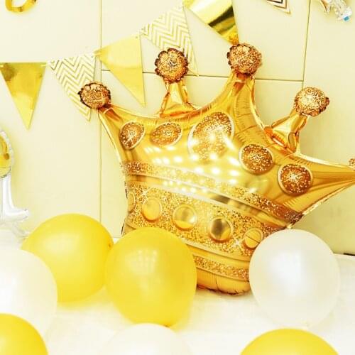 Large 39inch Gold Crown Foil Balloons Prince Princess Baby Shower Boy Girl 1st Birthday Party Decorations adult globos