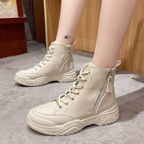 Booties Woman 2021Brand Autumn Winter New Platform Flat Shoes Fashion for Women Comfortable Martin Boots Female Botas De Mujer
